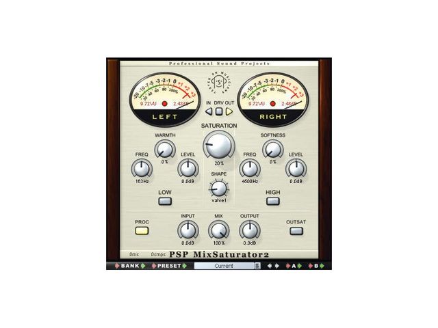 MixSaturator2  emulates the sound of valve circuits and analogue tape.